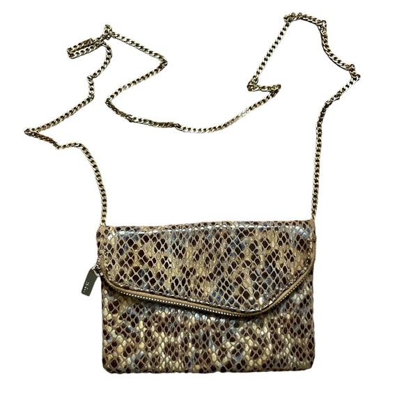 Hobo Snakeskin Leather Clutch Purse Bag with Chain